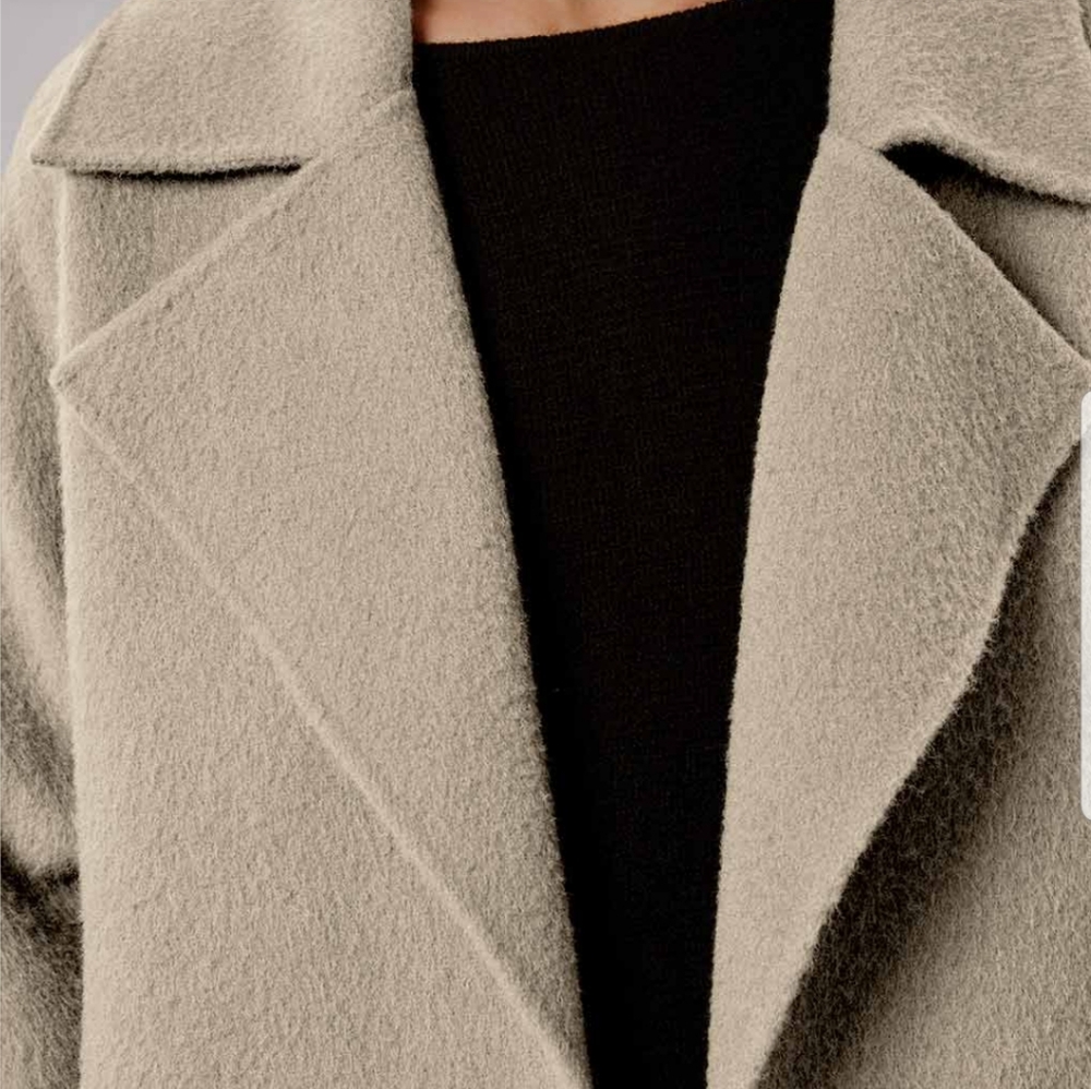 NWT Sylvia Alpaca Wool Belted Trench Coat (Buttermilk) - NAP Loungewear - Picture 5 of 15